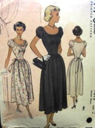 7612 MCCALLS 1949 LONGER FLARE S.S. INSET TIED DRESS JR PATTERN 33''B